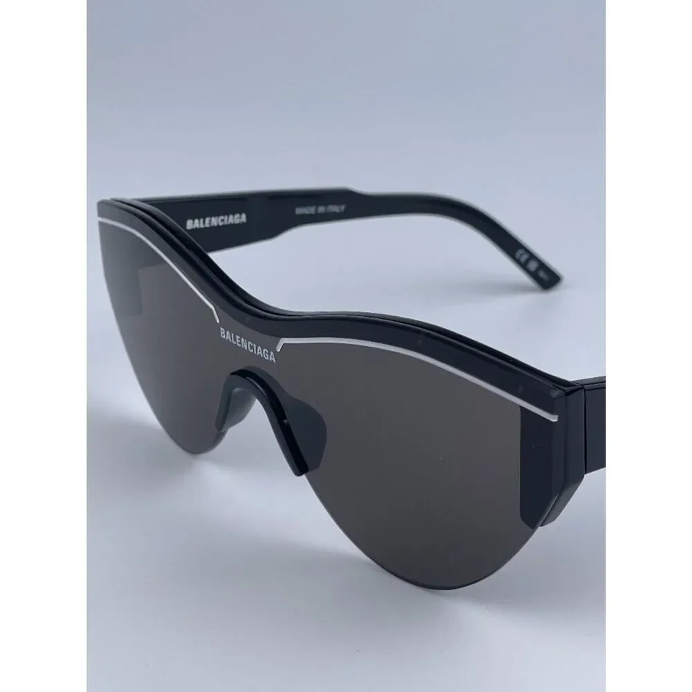 NEW Balenciaga BB0004S 001 Black Grey Shield Unisex Sunglasses